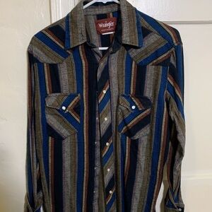 Wrangler Western Shirt Pearl Snap Long Sleeve Medium